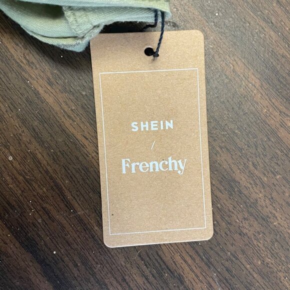 Shein Womens Blouse Short Crochet Sleeve Size Medium Light Green New - Picture 10 of 12